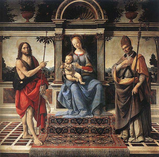 Andrea del Verrocchio Madonna with Sts John the Baptist and Donatus Cathedral of Pistoia